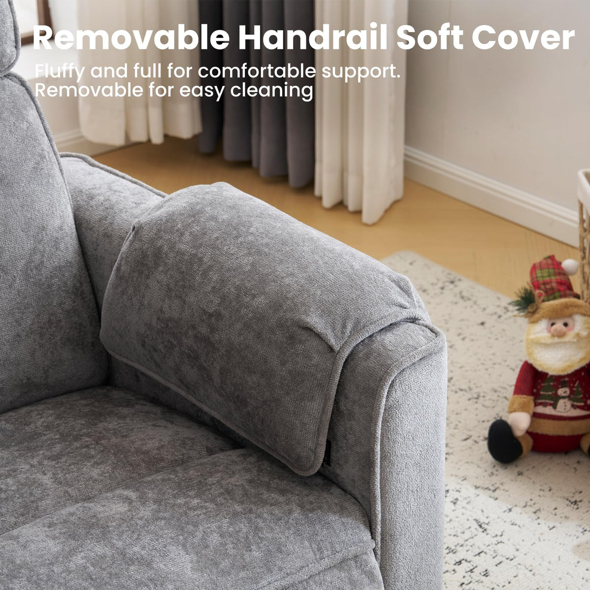 Oversized Swivel Rocking Recliner Chair with USB Ports, Grey R6667
