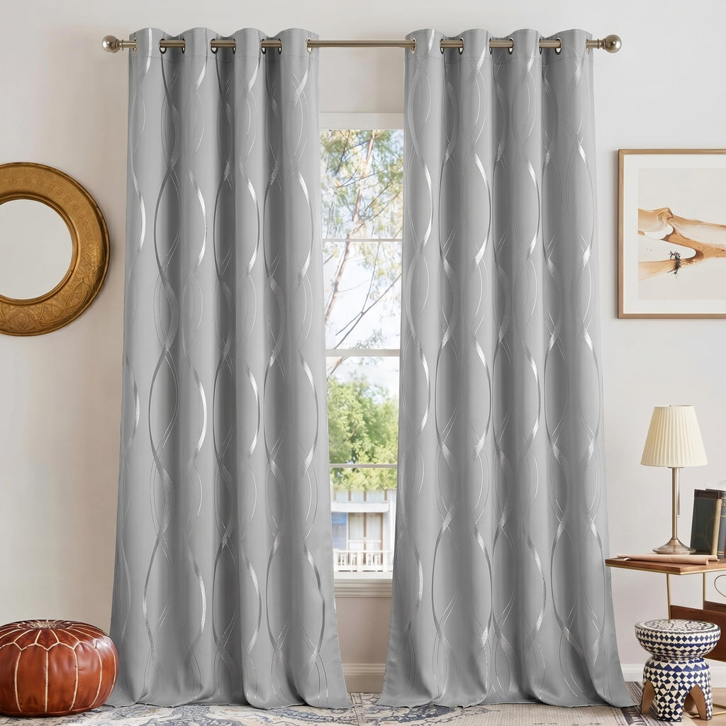 Silver Grey Pattern Curtains 52 x 84 Inch G7762