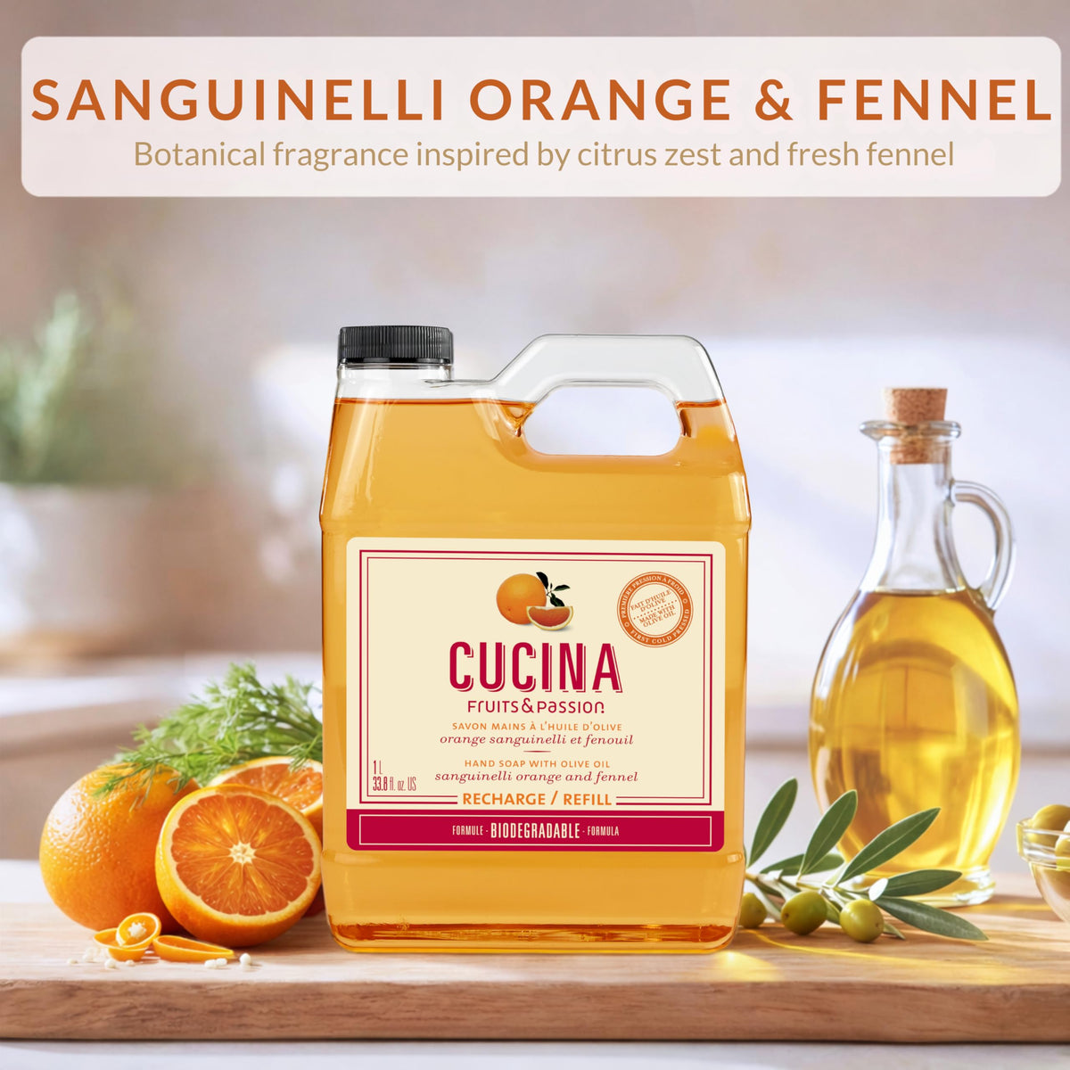 Liquid Hand Soap Refill, Orange & Fennel, 1 L B1586