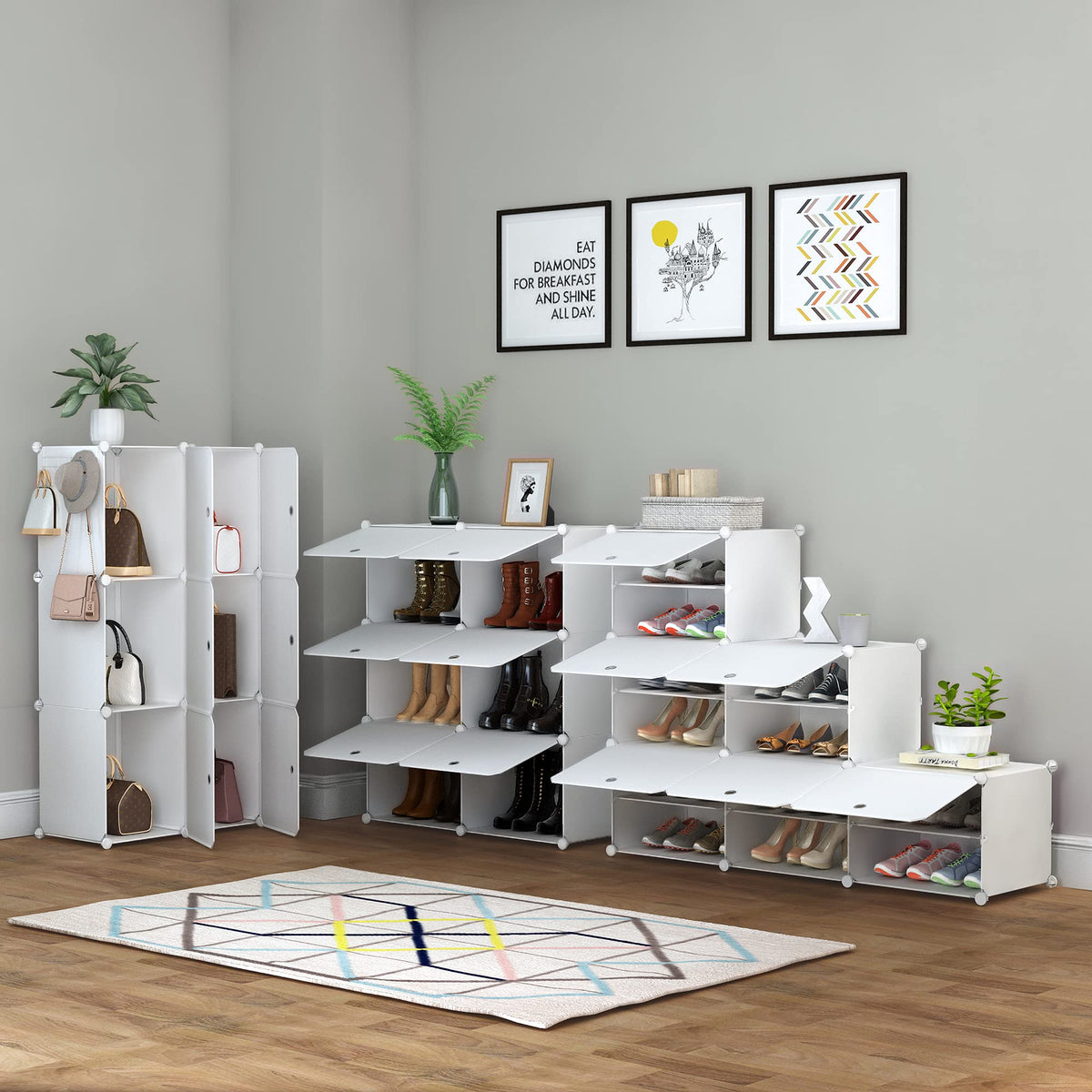 24 Pair Modular Shoe Rack Organizer H183874