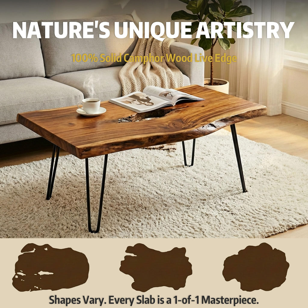 Live Edge Natural Wood Coffee Table V830302