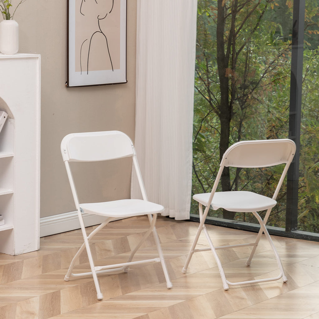 White Plastic Folding Chairs Set of 10 Steel Frame G806440
