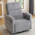 Oversized Swivel Rocking Recliner Chair with USB Ports, Grey R6667