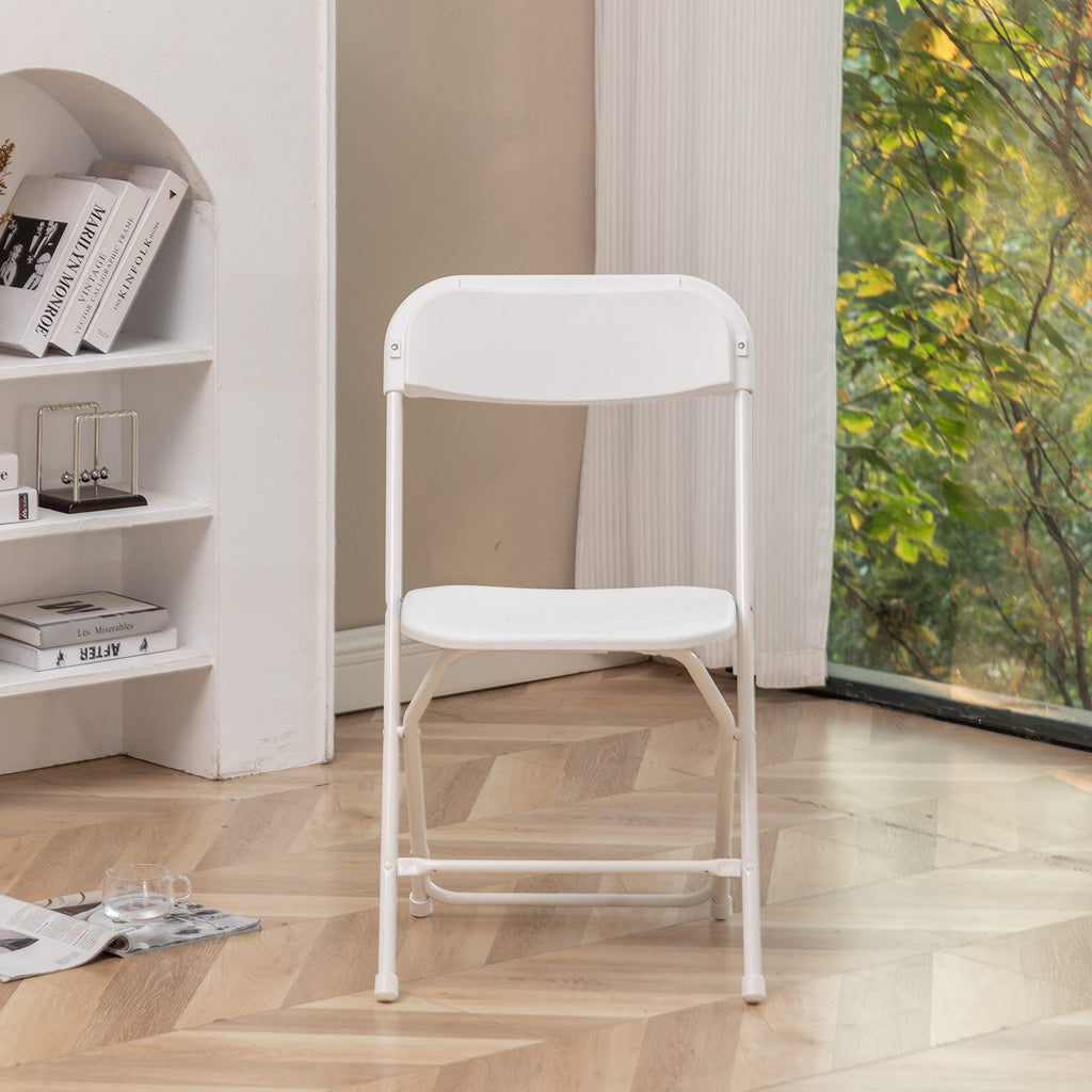 White Plastic Folding Chairs Set of 10 Steel Frame G806440