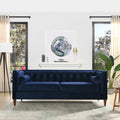 Navy Blue Velvet Tufted Sofa Y39699
