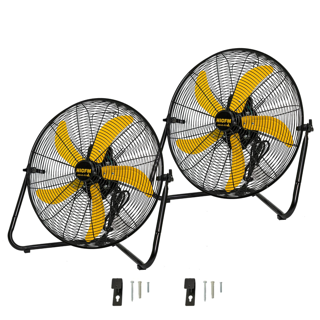 2 Pcs 20-inch 5300 CFM High Velocity Metal Floor Fan C6507