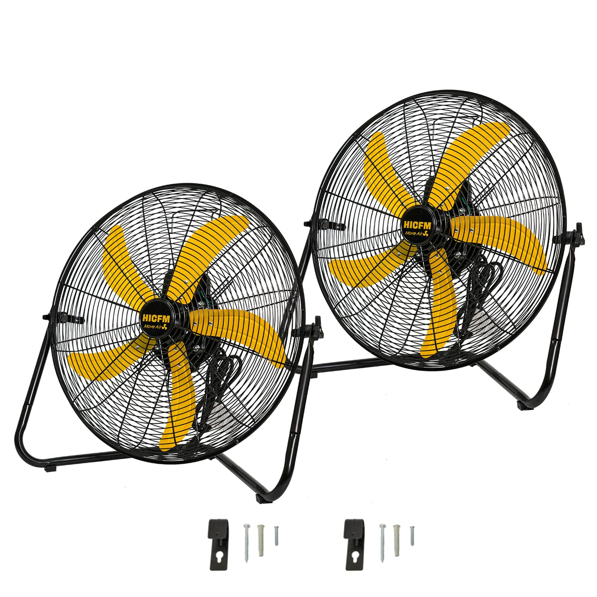2 Pcs 20-inch 5300 CFM High Velocity Metal Floor Fan C6507