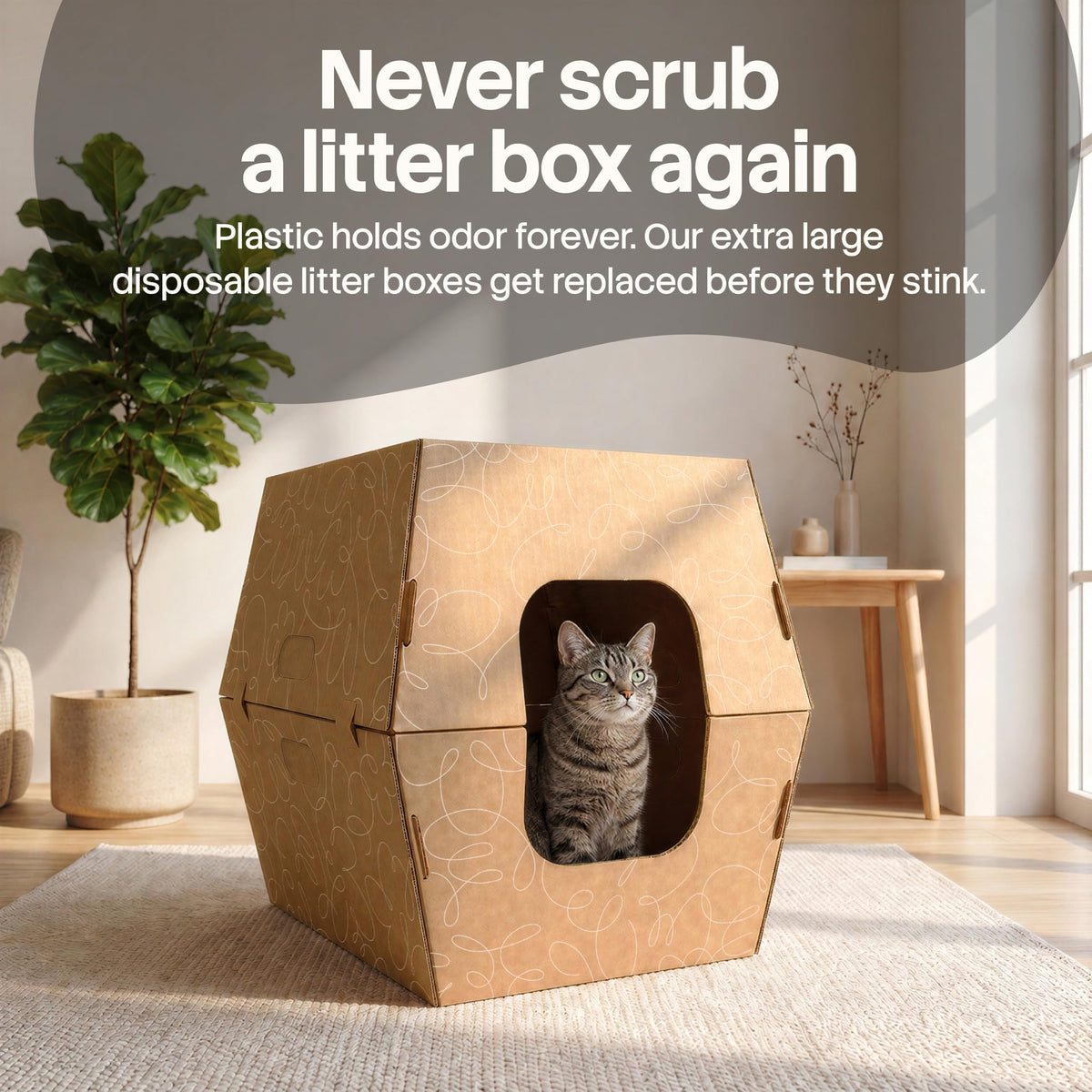 10 Pack Extra Large High Sided Leak Resistant Cardboard Cat Litter Boxes U253