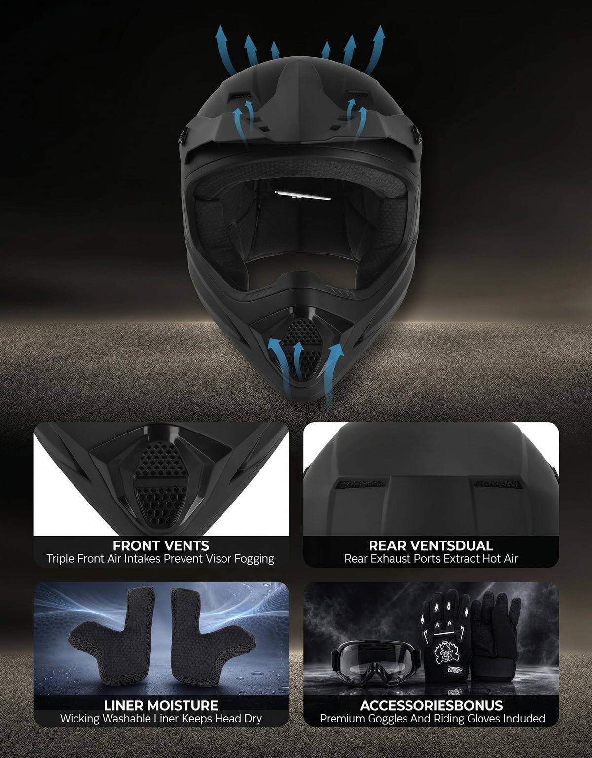Kids Full Face Motorcycle Helmet G65569