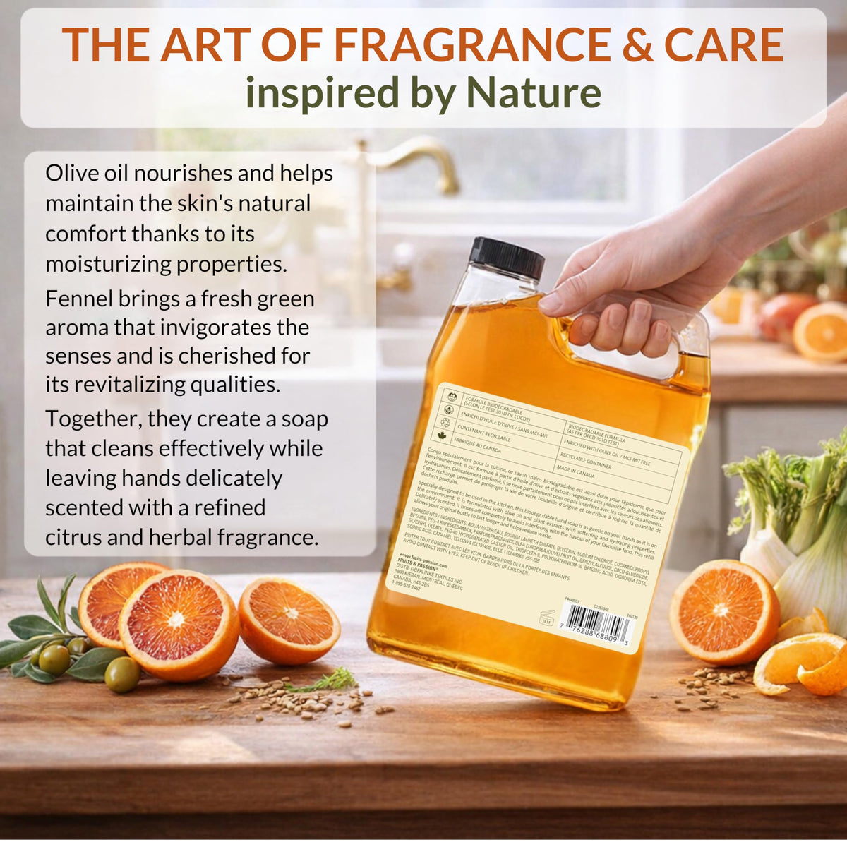 Liquid Hand Soap Refill, Orange & Fennel, 1 L B1586