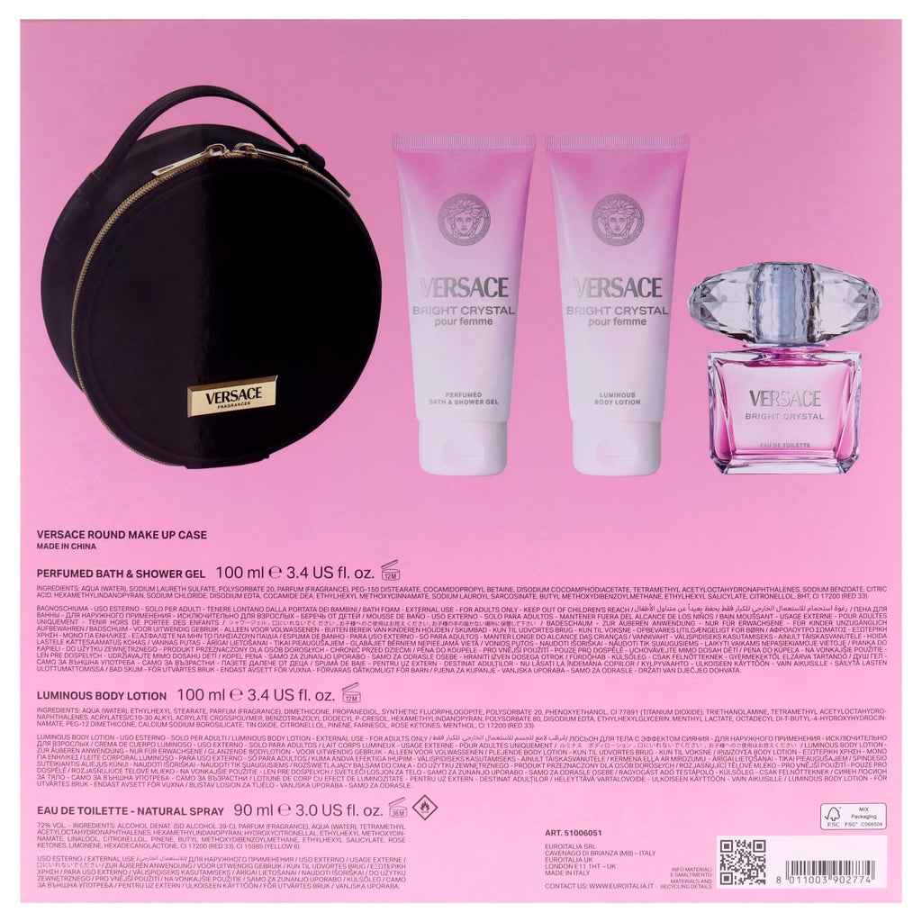 4 Pc Gift Set 3oz EDT Spray, 3.4oz Body Lotion, 3.4oz Shower Gel, Round Make Up Case H355
