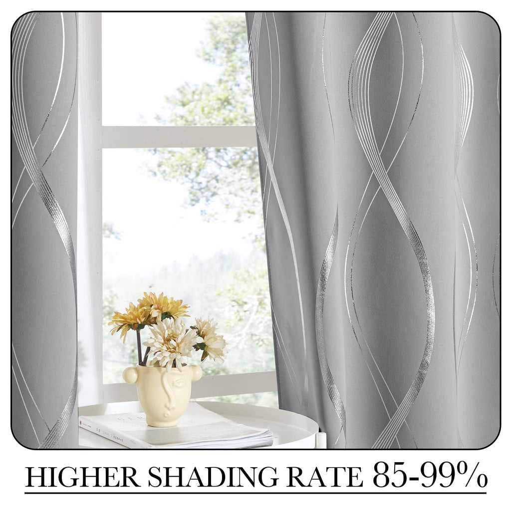 Silver Grey Pattern Curtains 52 x 84 Inch G7762