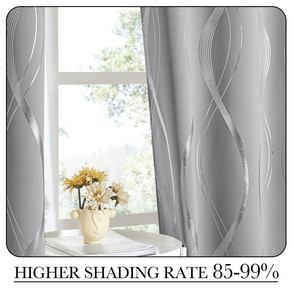 Silver Grey Pattern Curtains 52 x 84 Inch G7762