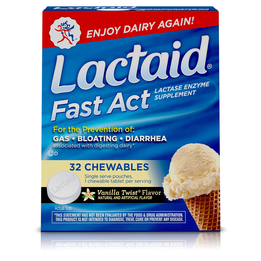 Lactose Intolerance Chewables with Lactase Enzymes, Vanilla Twist, 32 Pks of 1-ct K93224