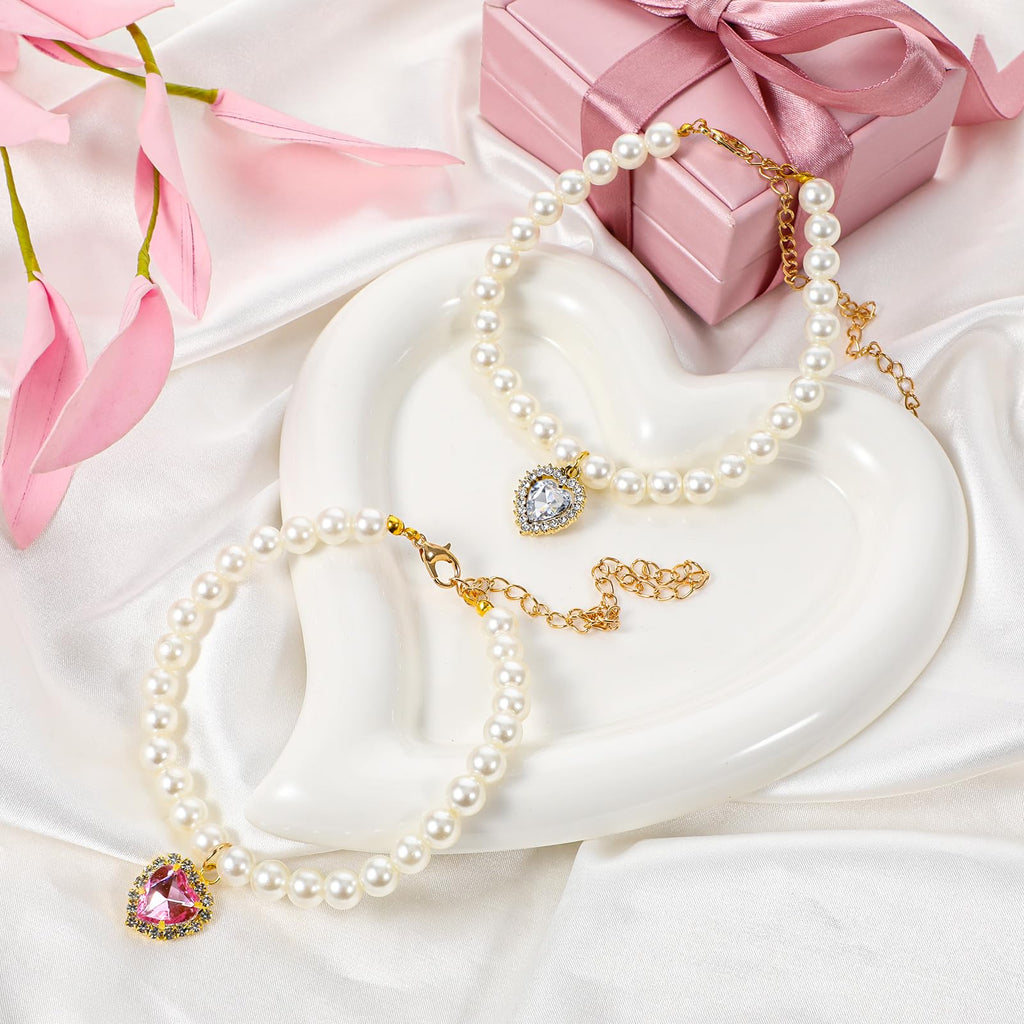 Pink White Pearl Cat Dog Collar I96106