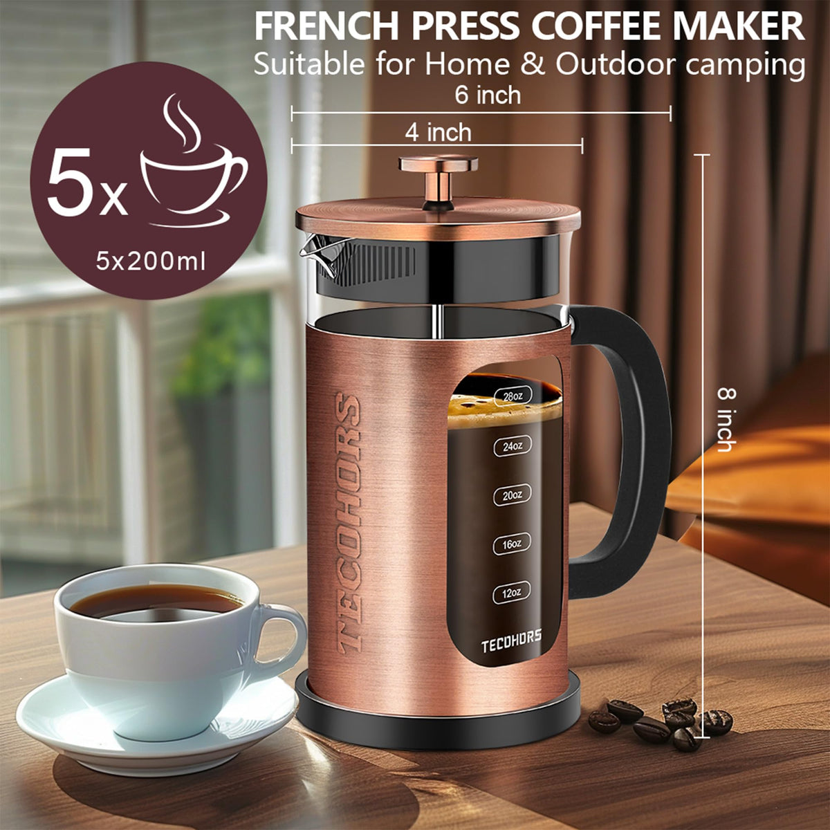 34oz Stainless Steel French Press Coffee Maker A950