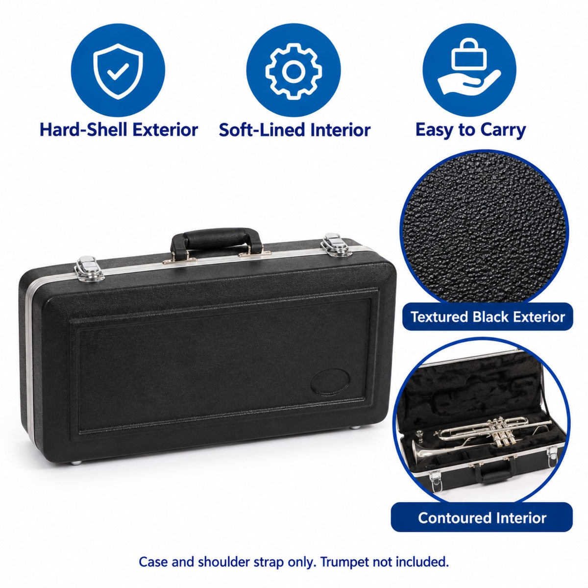 Lightweight ABS Hard Case for Bb Trumpet, Black R246