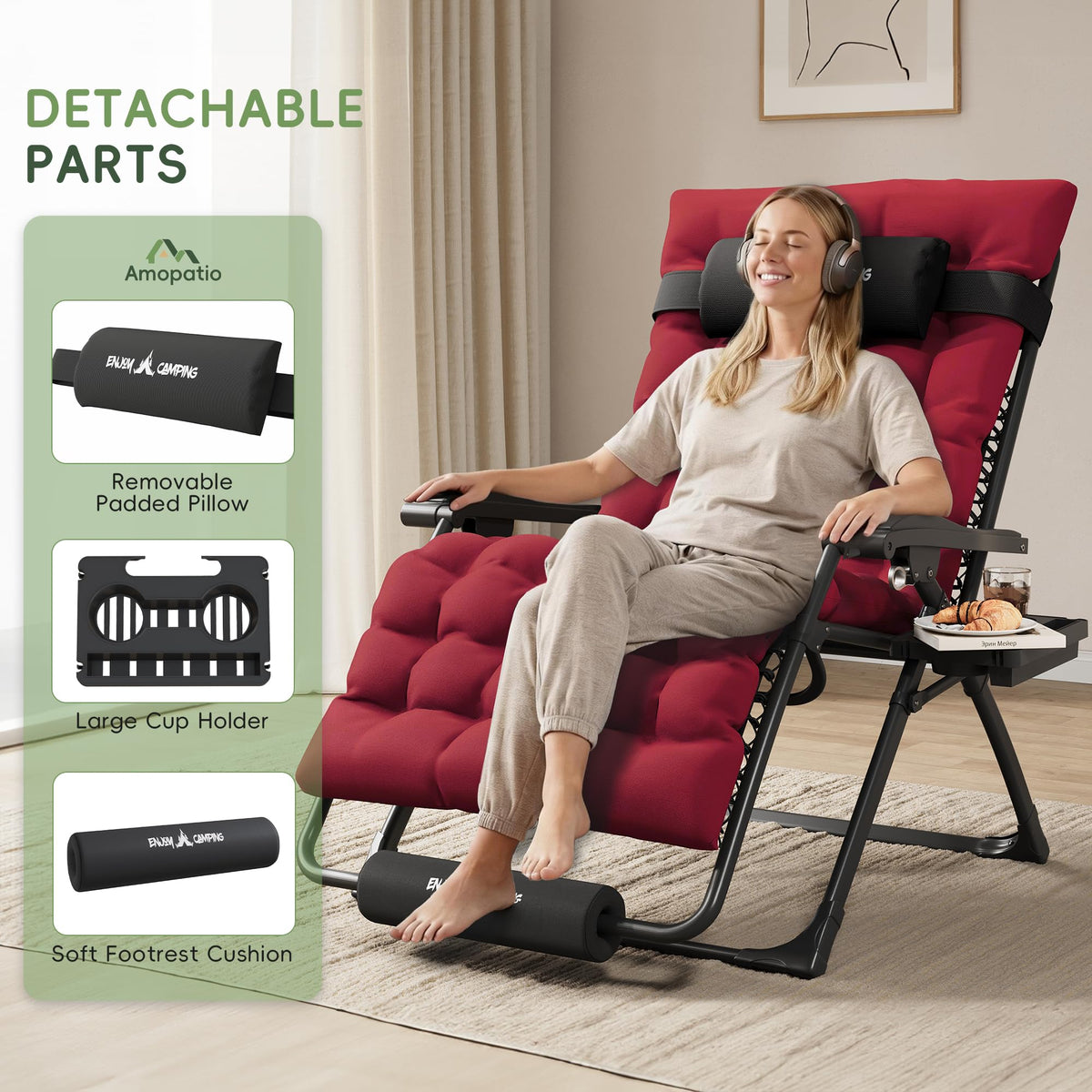 Oversized Folding Reclining Patio Lounge Chair G66806