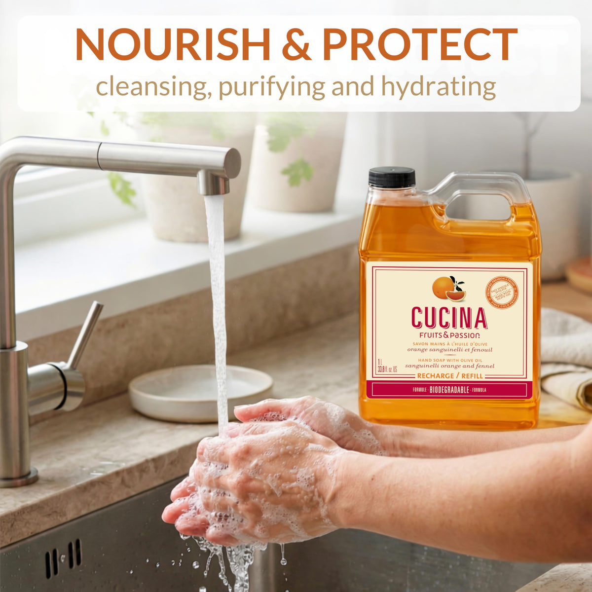 Liquid Hand Soap Refill, Orange & Fennel, 1 L B1586