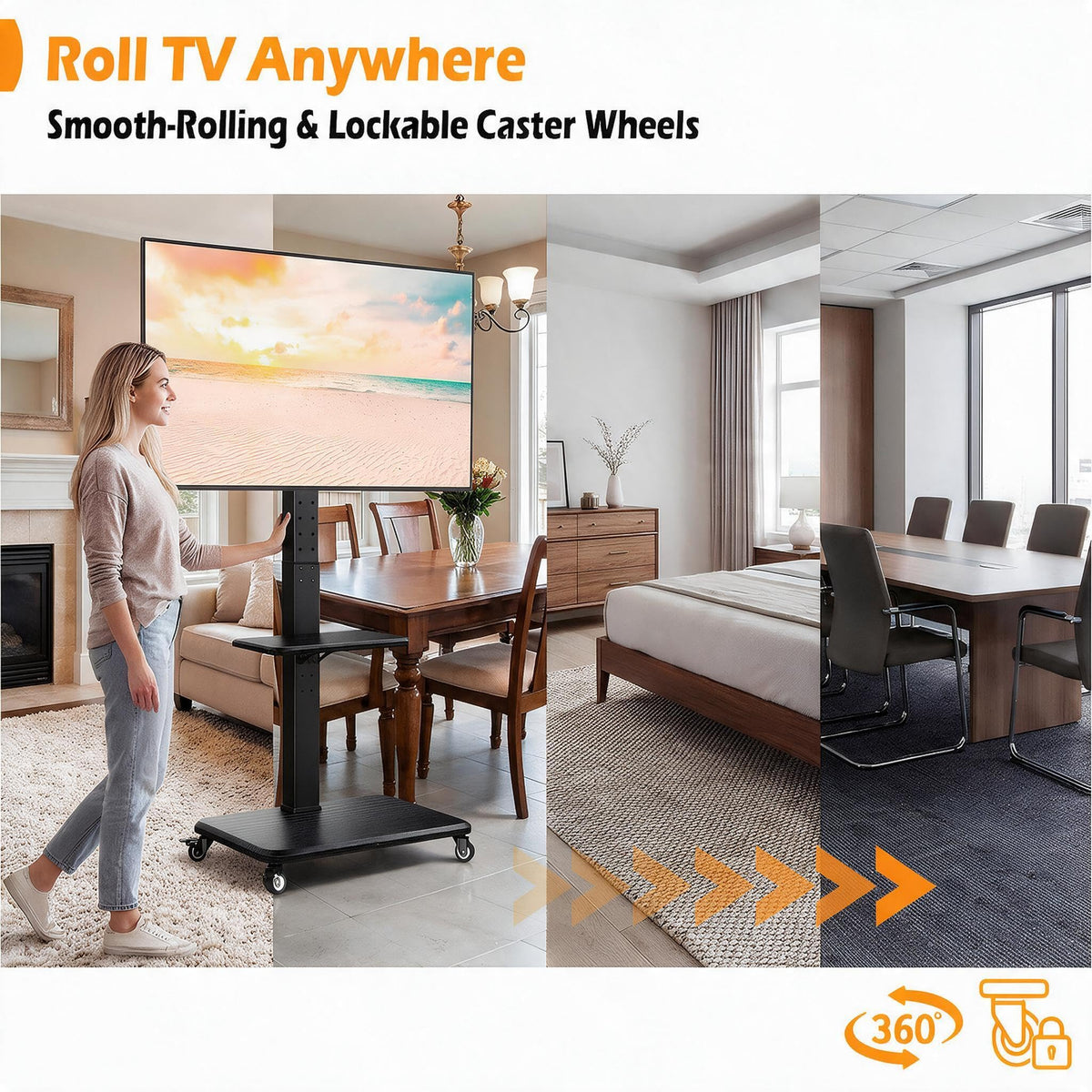 Rolling TV Stand with Wheels for 30-75 Inch TVs Z10459