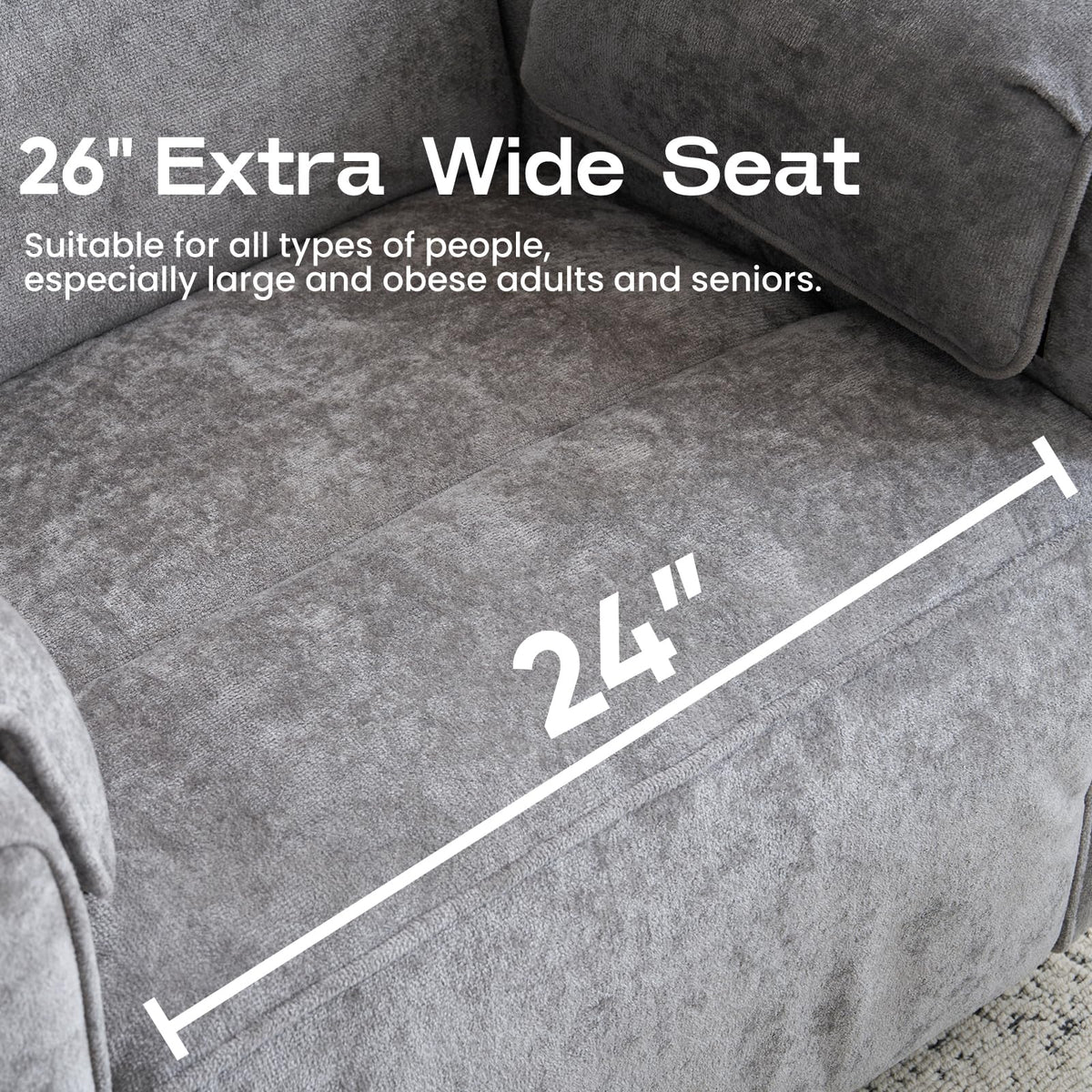 Oversized Swivel Rocking Recliner Chair with USB Ports, Grey R6667