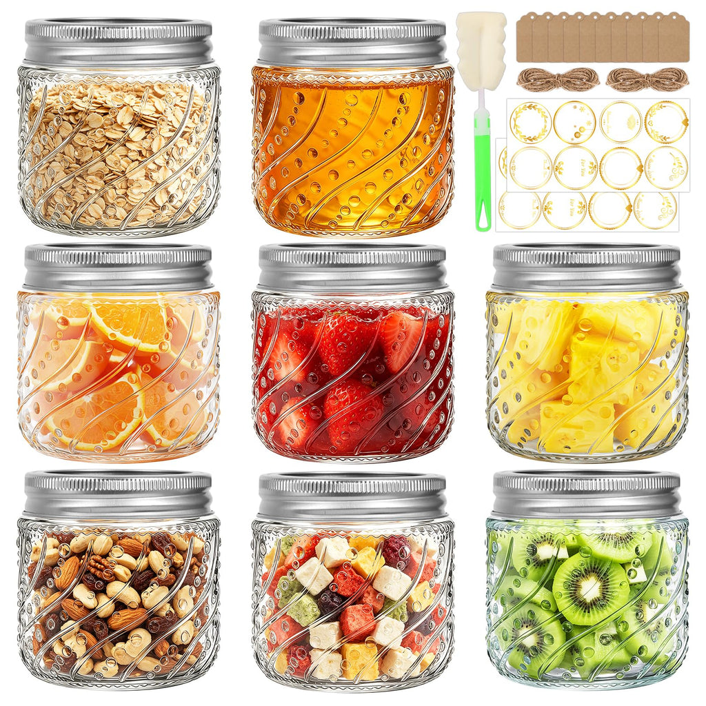 16oz Wide Mouth Mason Jars with Lids and Bands, 8 Pack G689
