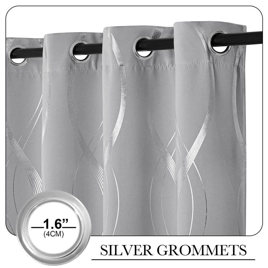 Silver Grey Pattern Curtains 52 x 84 Inch G7762
