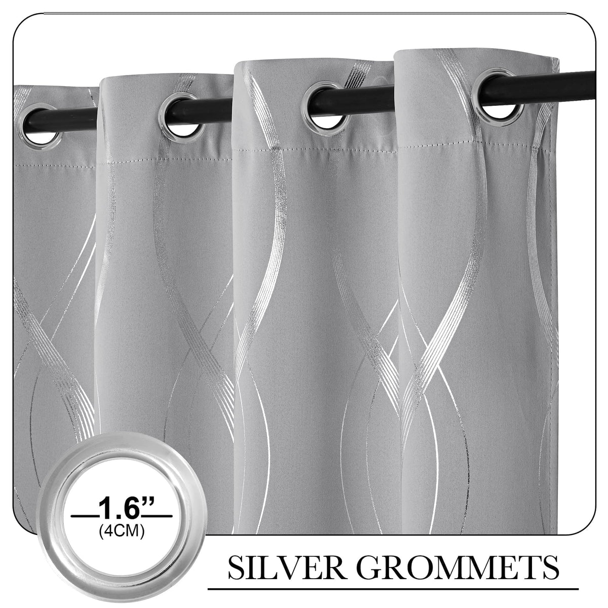 Silver Grey Pattern Curtains 52 x 84 Inch G7762