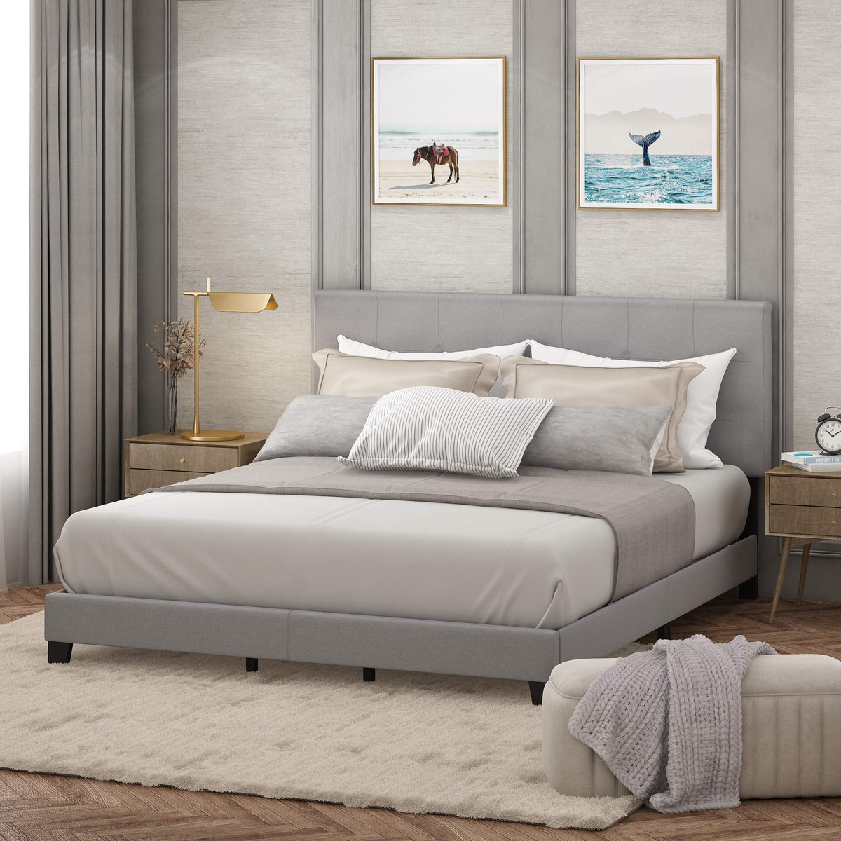 California King Upholstered Platform Bed Frame I474833