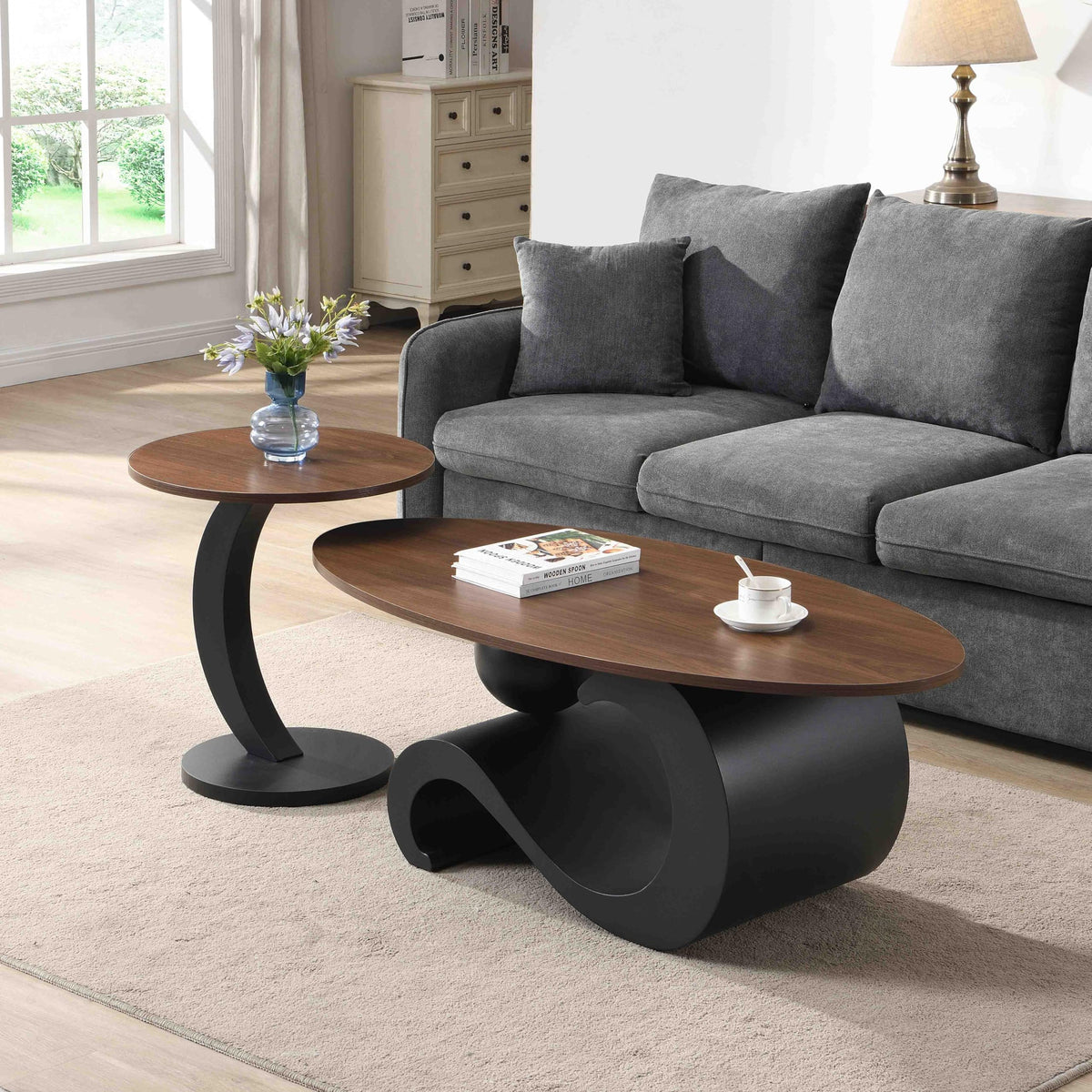 Black Walnut Coffee Table Set of 2 M423