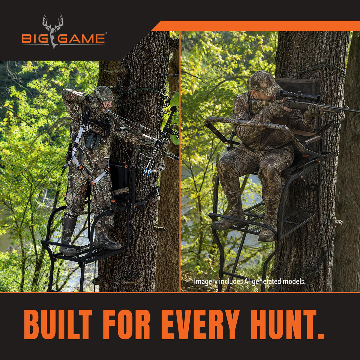 Deer Hunting Ladder Tree Stand with Extra Wide Seat R753830