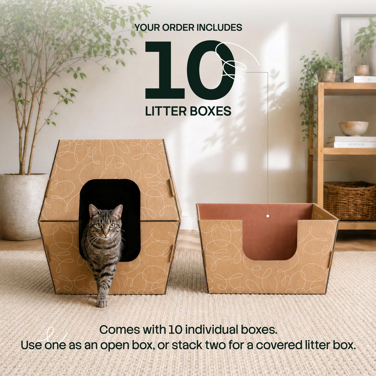 10 Pack Extra Large High Sided Leak Resistant Cardboard Cat Litter Boxes U253
