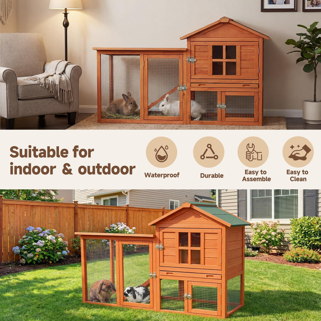 Large Outdoor Indoor Wooden Rabbit Hutch Y279